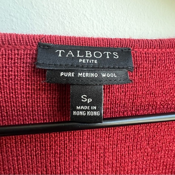 Talbots Pure Soft Merino Wool V-Neck Puff Sleeve Autumn Sweater Dress SP Scallop - Picture 8 of 13